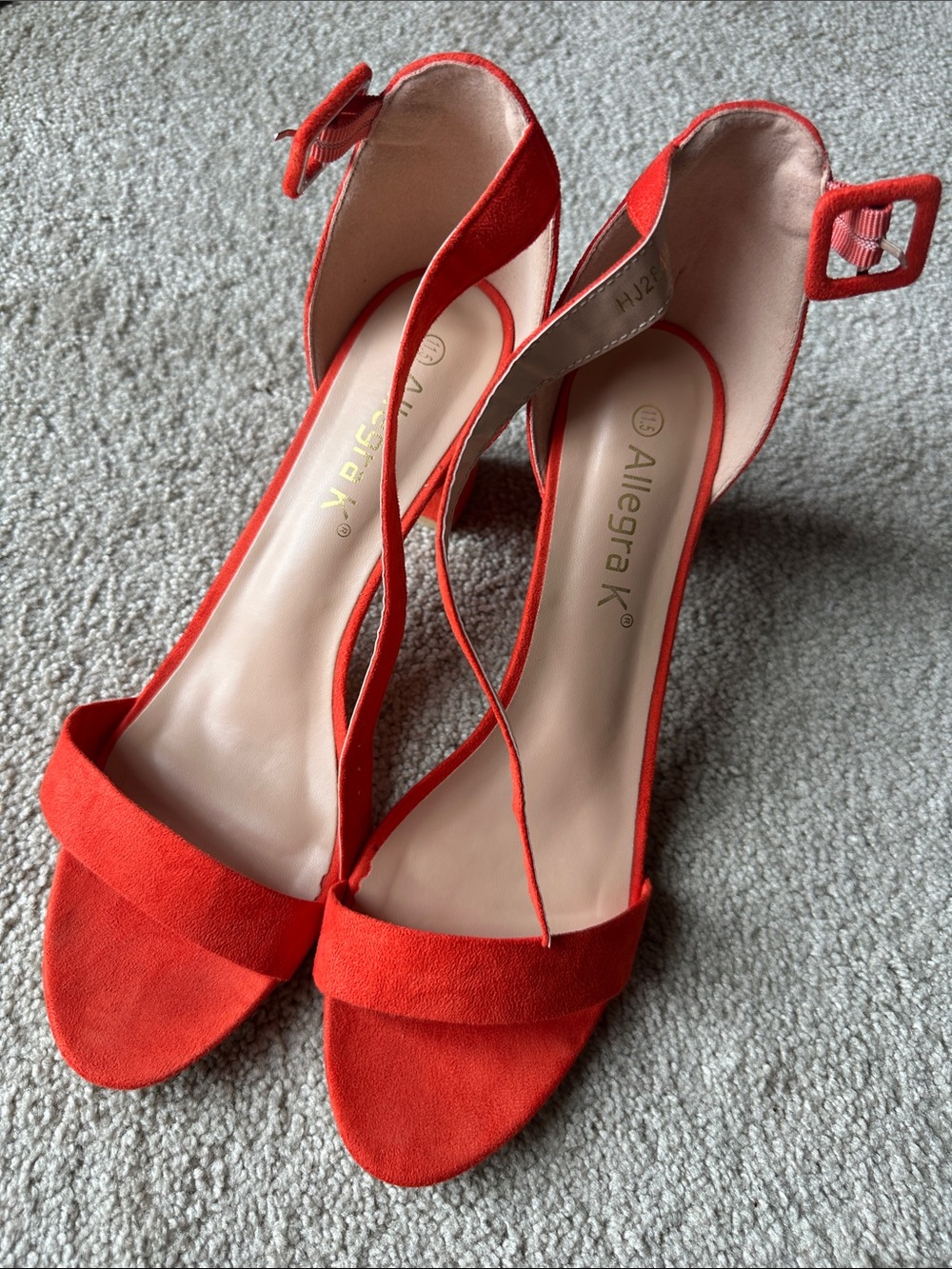 Allegra K orange Open-Toe Ankle Strap Heels